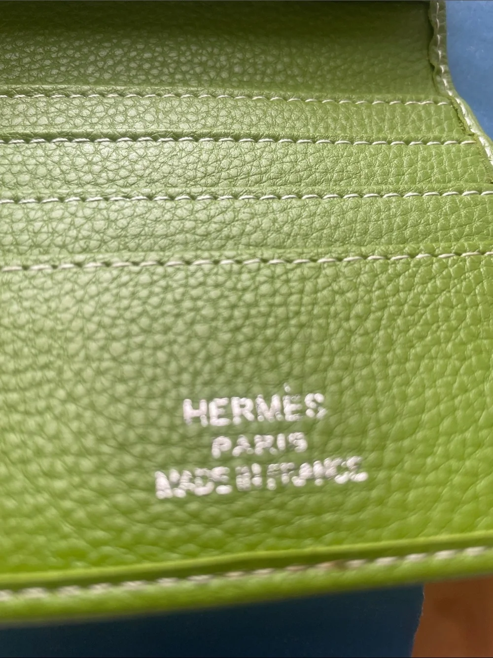 Hermes Lime Green Leather Long Wallet with H Tab